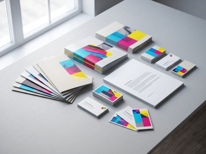Brochures, a catalogue and business stationery